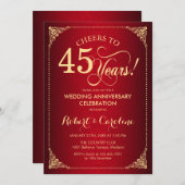 Invitation 45e anniversaire de mariage - Damassé rouge or (Devant / Derrière)