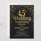 Invitation 45e anniversaire de mariage - Noir et or (Devant)
