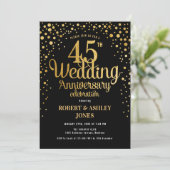 Invitation 45e anniversaire de mariage - Noir et or (Debout devant)