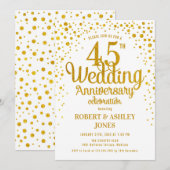 Invitation 45e anniversaire de mariage - Or et blanc (Devant / Derrière)