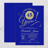 Invitation 45e anniversaire de mariage or saphir bleu (Devant / Derrière)