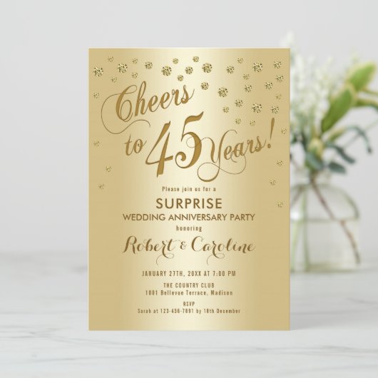 Invitation 45e anniversaire de mariage - Or surprise (Debout devant)