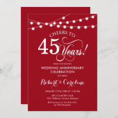 Invitation 45e anniversaire de mariage Rubis Rouge (Devant / Derrière)