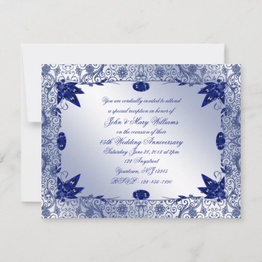 Invitation 45e anniversaire de mariage Saphir 4,25 (Dos)