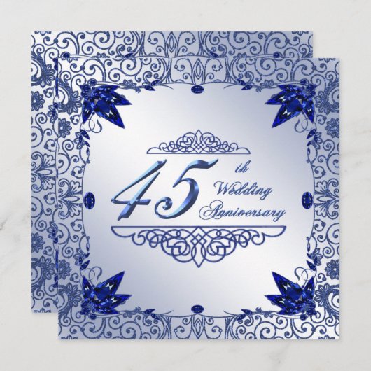 Invitation 45e anniversaire de mariage Saphir 5,25 (Devant / Derrière)