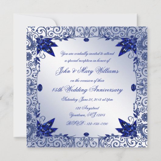 Invitation 45e anniversaire de mariage Saphir 5,25 (Dos)