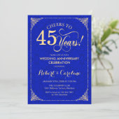 Invitation 45e Anniversaire de Mariage Saphir Bleu Or Damassé (Debout devant)