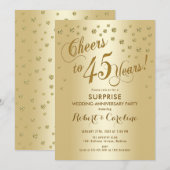 Invitation 45e Anniversaire de Mariage Surprise - Or (Devant / Derrière)
