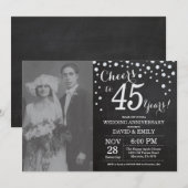 Invitation 45e anniversaire de mariage tableau noir argent (Devant / Derrière)