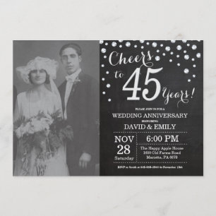 Invitation 45e Anniversaire de Mariage Tableau Noir Argent