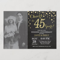 45e Anniversaire de Mariage Tableau Noir et Or
