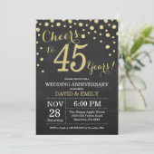 Invitation 45e anniversaire de mariage tableau noir et or (Debout devant)