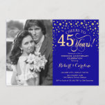 Invitation 45e anniversaire du Mariage avec photo - Gold Blue<br><div class="desc">45e anniversaire du Mariage Invitation avec photo. Design élégant en or et saphir bleu royal avec police de script et confetti. Peut être customisé à montrer n'importe quelle année de mariage. Bravo à 45 ans !</div>