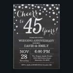 Invitation 45e anniversaire du Mariage Chalkboard Black Silve<br><div class="desc">45e anniversaire Mariage Chalkboard Black and Silver Invitation. Quarante-cinq ans de Mariage. Chalkboard Black et Silver Parties scintillant Arrière - plan diamant. Confetti en argent. Anniversaire adulte. Fête d'anniversaire d'une femme ou d'un homme. Pour plus de personnalisation, cliquez sur le bouton "Customiser" et utilisez notre outil de conception pour modifier...</div>