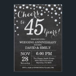 Invitation 45e anniversaire du Mariage Chalkboard Black Silve<br><div class="desc">45e anniversaire Mariage Chalkboard Black and Silver Invitation. Quarante-cinq ans de Mariage. Chalkboard Black et Silver Parties scintillant Arrière - plan diamant. Confetti en argent. Anniversaire adulte. Fête d'anniversaire d'une femme ou d'un homme. Pour plus de personnalisation, cliquez sur le bouton "Customiser" et utilisez notre outil de conception pour modifier...</div>