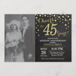 Invitation 45e anniversaire du Mariage Chalkboard noir et or<br><div class="desc">45ème anniversaire du Mariage avec photo personnalisée. Invitation Noir et Or Chalkboard. Quarante-cinq ans de Mariage. Chalkboard Black et Gold Parties scintillant Diamond Arrière - plan. Confetti d'or. Anniversaire adulte. Fête d'anniversaire d'une femme ou d'un homme. Pour plus de personnalisation, cliquez sur le bouton "Customiser" et utilisez notre outil de...</div>