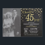 Invitation 45e anniversaire du Mariage Chalkboard noir et or<br><div class="desc">45ème anniversaire du Mariage avec photo personnalisée. Invitation Noir et Or Chalkboard. Quarante-cinq ans de Mariage. Chalkboard Black et Gold Parties scintillant Diamond Arrière - plan. Confetti d'or. Anniversaire adulte. Fête d'anniversaire d'une femme ou d'un homme. Pour plus de personnalisation, cliquez sur le bouton "Customiser" et utilisez notre outil de...</div>