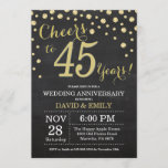 Invitation 45e anniversaire du Mariage Chalkboard noir et or<br><div class="desc">45e anniversaire Mariage Chalkboard Black and Gold Invitation. Quarante-cinq ans de Mariage. Chalkboard Black et Gold Parties scintillant Diamond Arrière - plan. Confetti d'or. Anniversaire adulte. Fête d'anniversaire d'une femme ou d'un homme. Pour plus de personnalisation, cliquez sur le bouton "Customiser" et utilisez notre outil de conception pour modifier ce...</div>