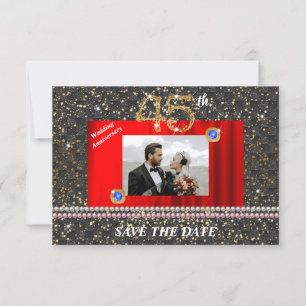 Invitation 45e anniversaire du Mariage d'or Black Woven & Pea