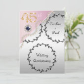 Invitation 45e anniversaire du Mariage Embossed Silver Rose G (Debout devant)