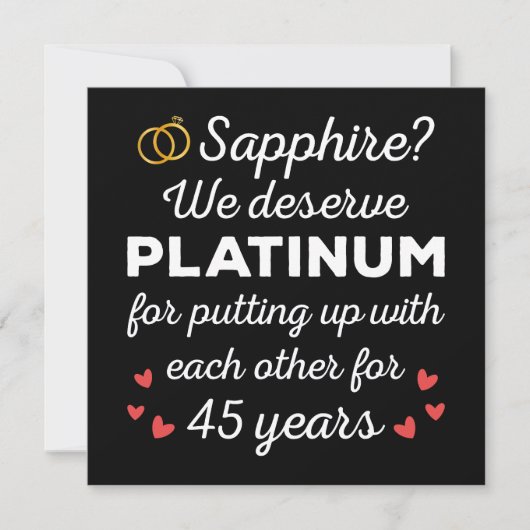 Invitation 45e anniversaire du Mariage I - Sapphire Funny Cou (Devant)
