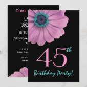 Invitation 45e anniversaire Modèle - Rose Daisy (Devant / Derrière)