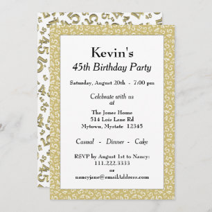 Invitation 45e anniversaire, Motif des numéros Gold/White