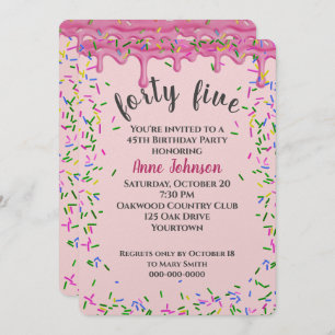 Invitation 45e Anniversaire Pink Icing Et Sprinkles