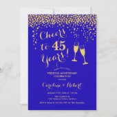 Invitation 45e anniversaire - Soeurs à 45 ans d'or bleu (Devant)