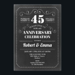 Invitation 45e fête du Mariage - Chalkboard<br><div class="desc">Invitation du 45e anniversaire du Mariage Design rétro simple avec motif de tableau noir. Carte invitation noir et blanc. Parfait pour une fête élégante ! Peut être personnalisé à n'importe quelle année. S'il vous plaît,  envoyez-moi un message si vous avez besoin d'une personnalisation supplémentaire.</div>