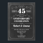 Invitation 45e fête du Mariage - Chalkboard<br><div class="desc">Invitation du 45e anniversaire du Mariage Design rétro simple avec motif de tableau noir. Carte invitation noir et blanc. Parfait pour une fête élégante ! Peut être personnalisé à n'importe quelle année. S'il vous plaît,  envoyez-moi un message si vous avez besoin d'une personnalisation supplémentaire.</div>