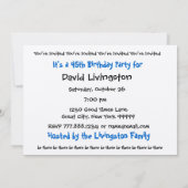 Invitation 45e Modèle d'invitation à la fête d'anniversaire (Dos)