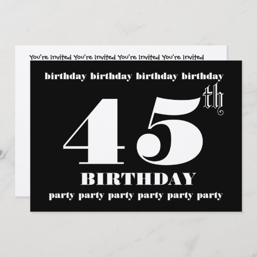 Invitation 45e Modèle d'invitation à la fête d'anniversaire (Devant / Derrière)