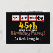 Invitation 45e Modèle d'invitation à la fête d'anniversaire S (Devant / Derrière)