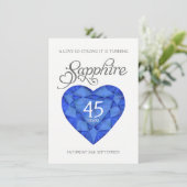 Invitation 45e noces de saphir cœur fort aquarelle bleue (Debout devant)