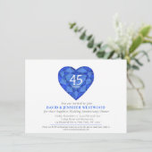 Invitation 45e Sapphire mariage Anniversaire photo du coeur (Debout devant)