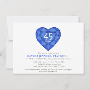 Invitation 45e Sapphire mariage Anniversaire photo du coeur