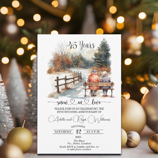 Invitation 45th Wedding Anniversary Winter Landscape Romantic