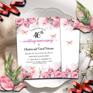 Invitation 46e anniversaire de Mariage Elegant Blush Roses