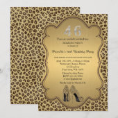 Invitation 46ème, Anniversaire 46ème, Chaussures Cheetah High (Devant / Derrière)