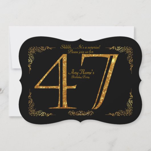 Invitation 47ème, fête d'anniversaire 47ème, grand Gatsby, no (Devant)