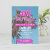 Invitation 48e anniversaire d'invitation Summer Pink Palm tre (Debout devant)