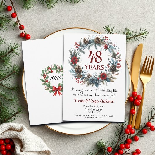 Invitation 48e anniversaire du Mariage hiver
