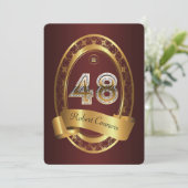 Invitation 48e anniversaire, homme de fête, couleur élégante (Debout devant)