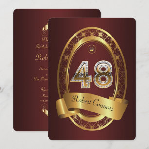 Invitation 48e anniversaire, homme de fête, couleur élégante