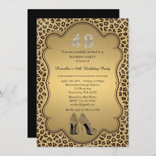 Invitation 48e,Fête d'anniversaire 48e,Chaussures à talons ha (Devant / Derrière)