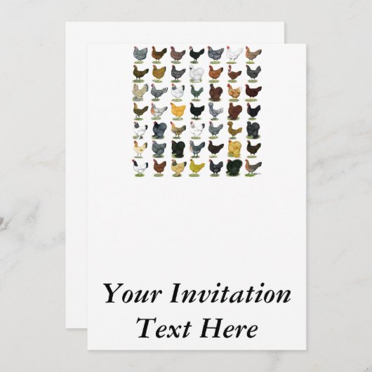 Invitation 49 poules de poulet (Devant / Derrière)