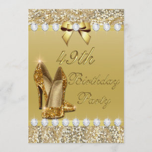 Invitation 49e anniversaire Classy Gold Heels Sequins Diamond