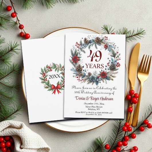 Invitation 49e anniversaire du Mariage hiver