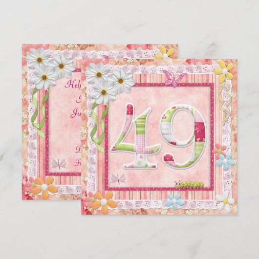 Invitation 49e anniversaire style scrapbooking (Devant / Derrière)